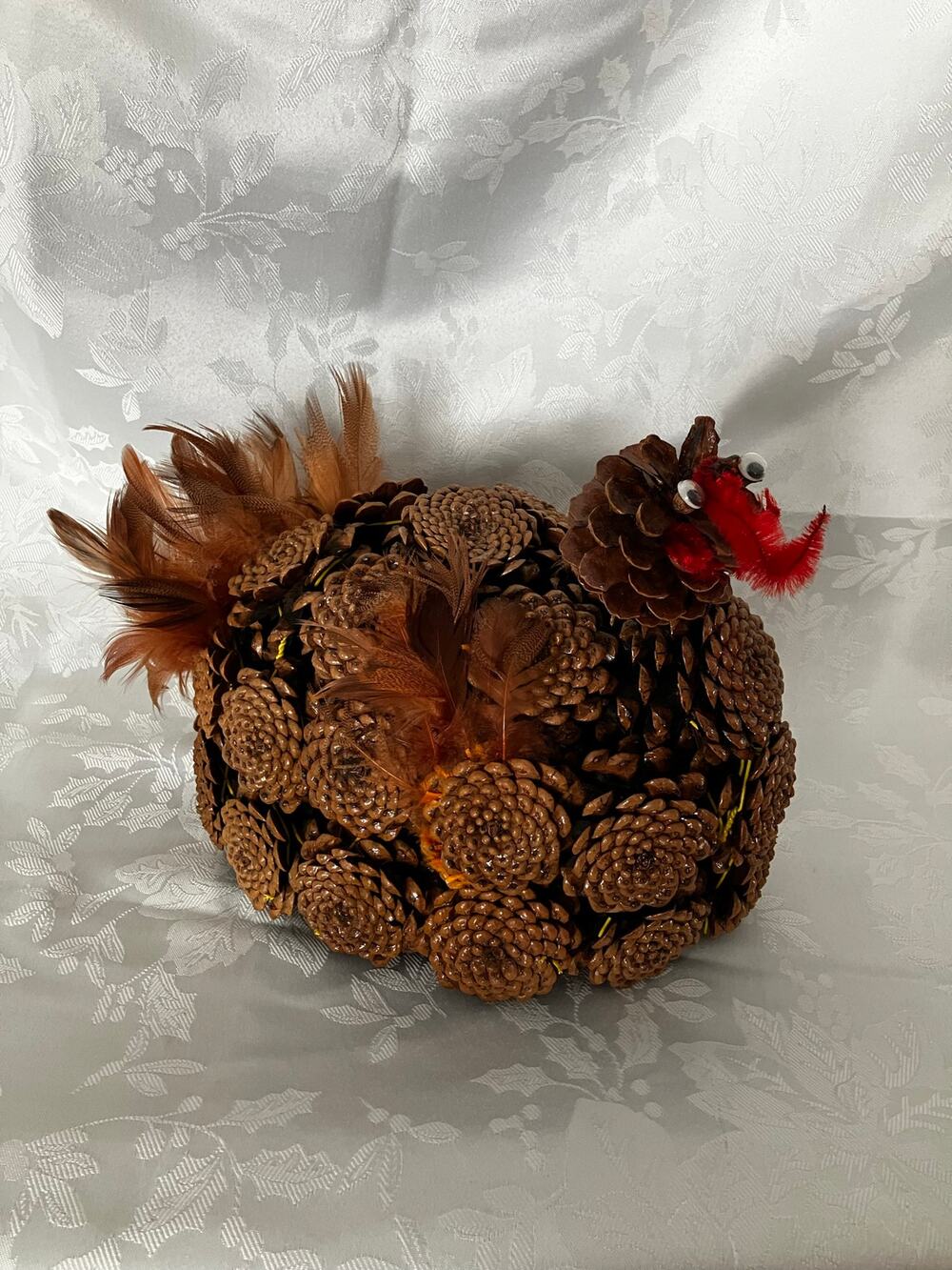 Handmade Pine Cone Turkey Thanksgiving Decor Rustic Folk Art Centerpiece